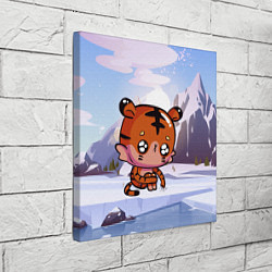 Холст квадратный Грустный тигр на зимнем фоне, цвет: 3D-принт — фото 2