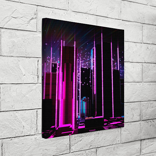 Картина квадратная Ночной город в киберпанке / 3D-принт – фото 3