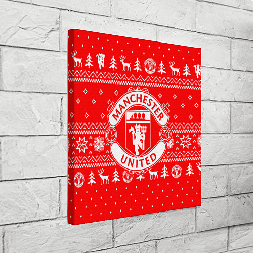 Картина квадратная FC Manchester United: Новогодний узор / 3D-принт – фото 3