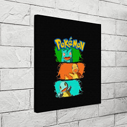 Холст квадратный Стартовые покемоны - Pokemon, цвет: 3D-принт — фото 2