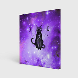 Холст квадратный Космическая черная кошка, цвет: 3D-принт