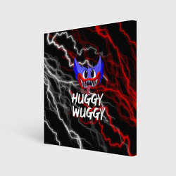 Холст квадратный Huggy Wuggy - Молния с грозой, цвет: 3D-принт