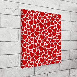 Холст квадратный Красные Сердечки LOVE, цвет: 3D-принт — фото 2