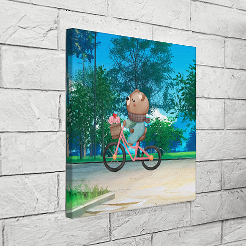 Картина квадратная Медведь на велосипеде / 3D-принт – фото 3