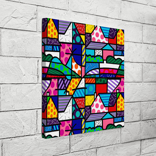 Картина квадратная Ромеро Бритто красочный узор / 3D-принт – фото 3