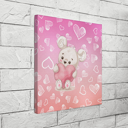Картина квадратная Милый мишка в сердечках / 3D-принт – фото 3