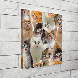Холст квадратный Много кошек с большими анимэ глазами, цвет: 3D-принт — фото 2