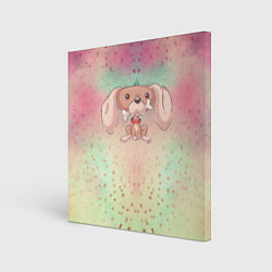 Холст квадратный Милая собачка с костью, цвет: 3D-принт