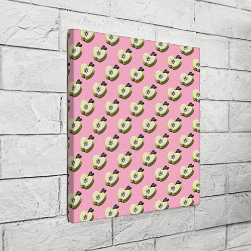 Картина квадратная Яблочные дольки на розовом фоне с эффектом 3D / 3D-принт – фото 3