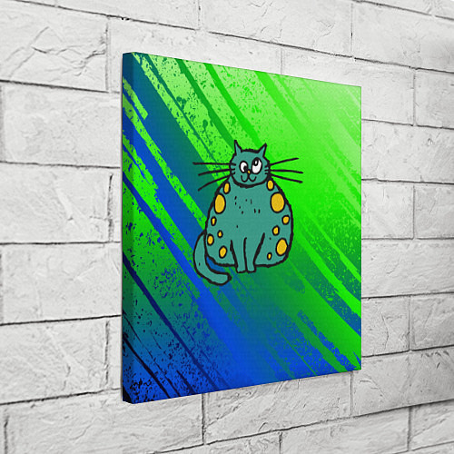 Картина квадратная Прикольный зеленый кот / 3D-принт – фото 3