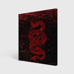 Холст квадратный Красная Змея Red Snake Глитч, цвет: 3D-принт