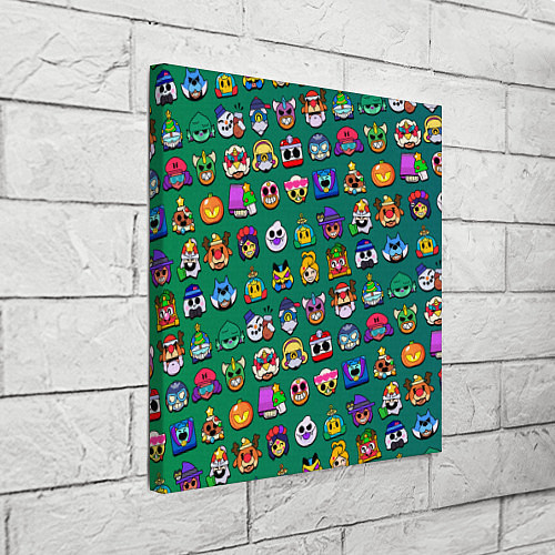 Картина квадратная Значки на скины Бравл Старс Brawl Зеленый градиент / 3D-принт – фото 3