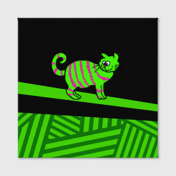 Холст квадратный Зеленый полосатый кот, цвет: 3D-принт — фото 2