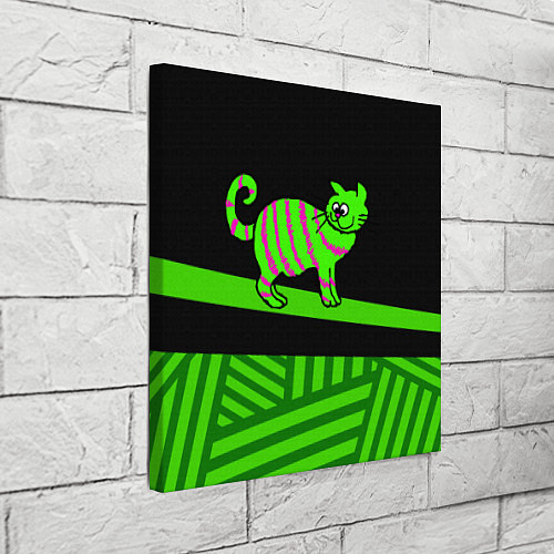 Картина квадратная Зеленый полосатый кот / 3D-принт – фото 3