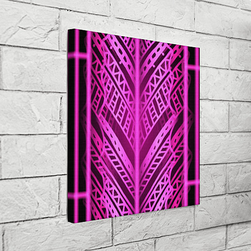 Картина квадратная Неоновая абстракция Розовый светящийся узор на тем / 3D-принт – фото 3