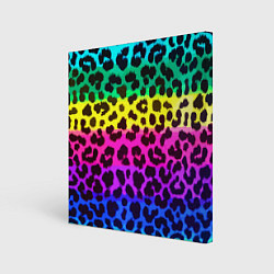 Холст квадратный Leopard Pattern Neon, цвет: 3D-принт