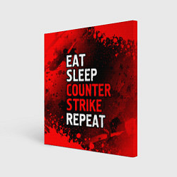 Холст квадратный Eat Sleep Counter Strike Repeat Брызги, цвет: 3D-принт