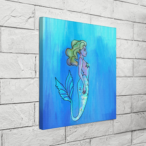 Картина квадратная Русалка с блестящим хвостом под водой / 3D-принт – фото 3
