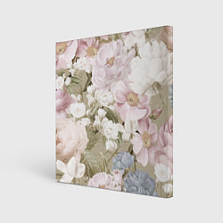 Холст квадратный Цветы Английский Садовый Узор, цвет: 3D-принт