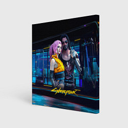 Холст квадратный Johnny и Vi Girl Cyberpunk2077, цвет: 3D-принт