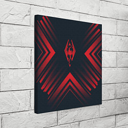 Холст квадратный Красный Символ Skyrim на темном фоне со стрелками, цвет: 3D-принт — фото 2
