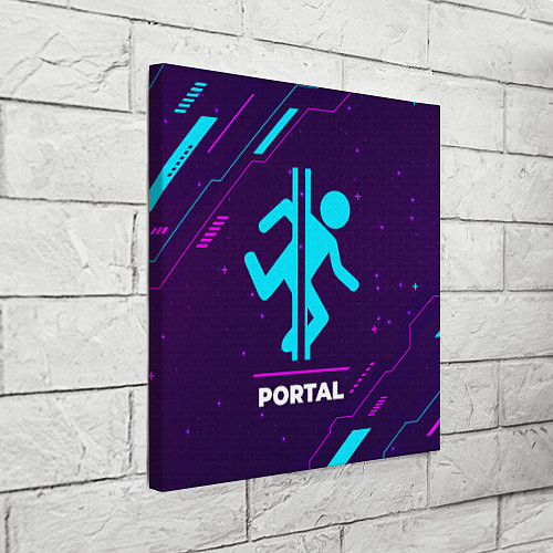 Картина квадратная Символ Portal в неоновых цветах на темном фоне / 3D-принт – фото 3