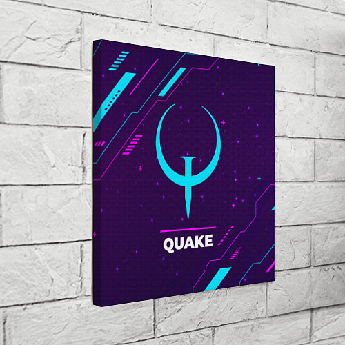 Картина квадратная Символ Quake в неоновых цветах на темном фоне / 3D-принт – фото 3