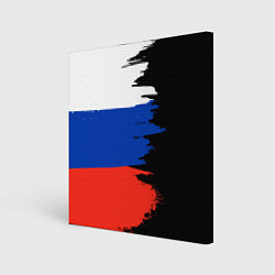 Холст квадратный Российский триколор на темном фоне, цвет: 3D-принт