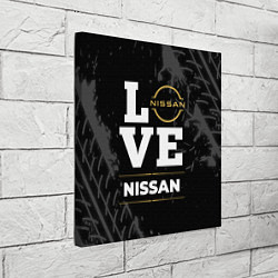 Холст квадратный Nissan Love Classic со следами шин на фоне, цвет: 3D-принт — фото 2