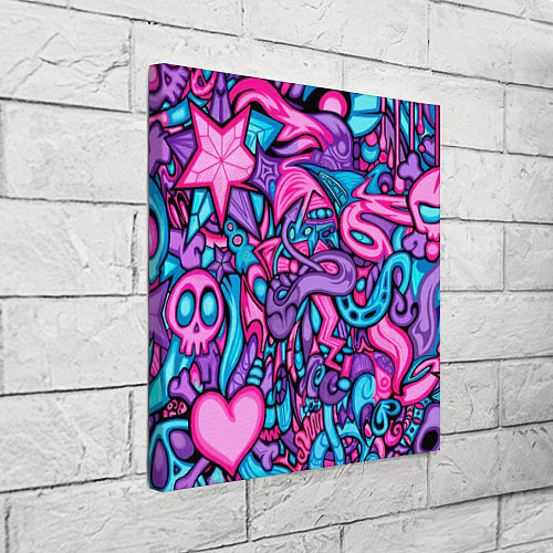 Картина квадратная Яркая абстракция голубой и розовый фон / 3D-принт – фото 3