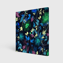 Холст квадратный Color summer night Floral pattern, цвет: 3D-принт