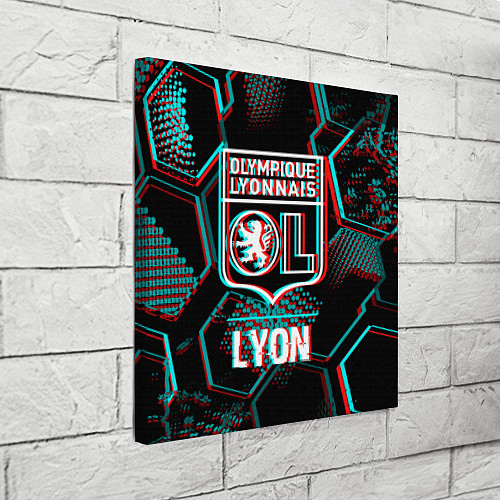 Картина квадратная Lyon FC в стиле Glitch на темном фоне / 3D-принт – фото 3