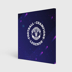 Холст квадратный Символ Manchester United и круглая надпись Footbal, цвет: 3D-принт