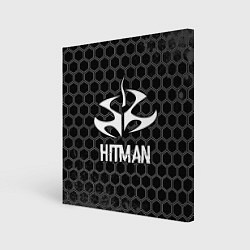 Холст квадратный Hitman Glitch на темном фоне, цвет: 3D-принт