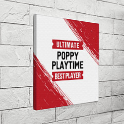 Холст квадратный Poppy Playtime: красные таблички Best Player и Ult, цвет: 3D-принт — фото 2