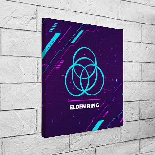 Картина квадратная Символ Elden Ring в неоновых цветах на темном фоне / 3D-принт – фото 3