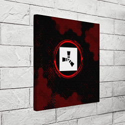 Холст квадратный Символ Rust и краска вокруг на темном фоне, цвет: 3D-принт — фото 2