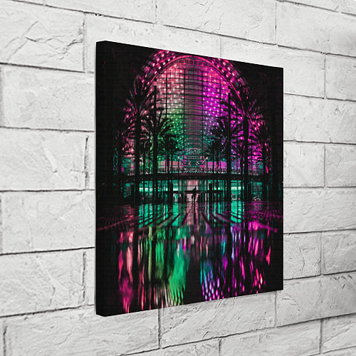 Картина квадратная Неоновое здание ночью - Розовый / 3D-принт – фото 3