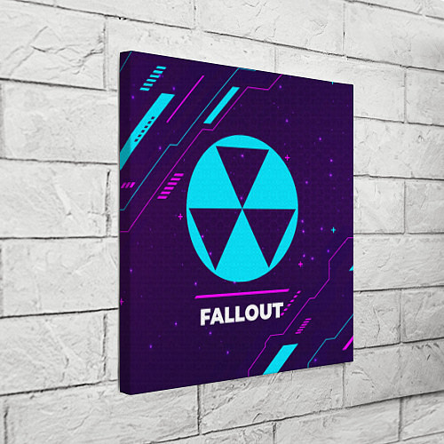 Картина квадратная Символ Fallout в неоновых цветах на темном фоне / 3D-принт – фото 3