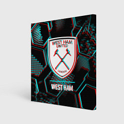 Холст квадратный West Ham FC в стиле Glitch на темном фоне, цвет: 3D-принт