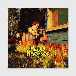 Холст квадратный Hello Neighbor Привет сосед Сосед поливает, цвет: 3D-принт — фото 2