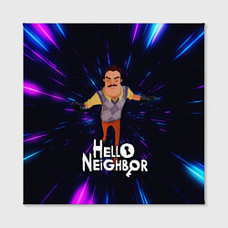 Холст квадратный Hello Neighbor Привет сосед Бегущий сосед, цвет: 3D-принт — фото 2