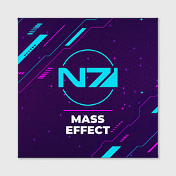 Холст квадратный Символ Mass Effect в неоновых цветах на темном фон, цвет: 3D-принт — фото 2