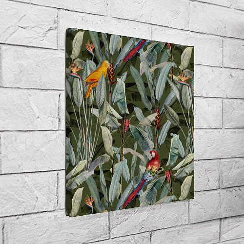 Картина квадратная Попугаи и Цветы Зелёные Джунгли / 3D-принт – фото 3