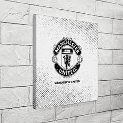 Холст квадратный Manchester United с потертостями на светлом фоне, цвет: 3D-принт — фото 2