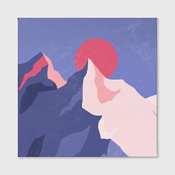 Холст квадратный Пейзаж гор и леса в стиле ретро, цвет: 3D-принт — фото 2