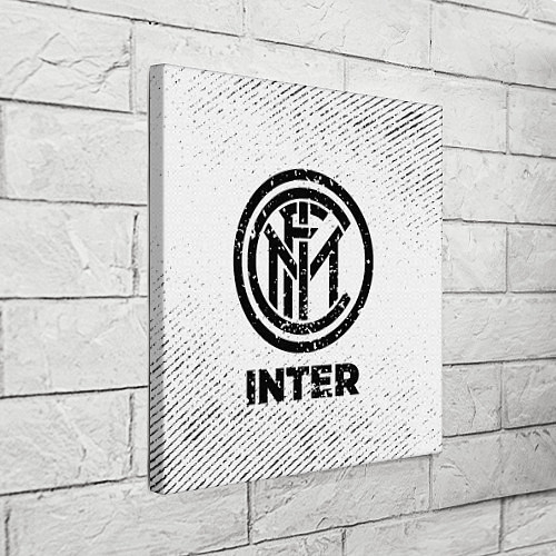 Картина квадратная Inter с потертостями на светлом фоне / 3D-принт – фото 3