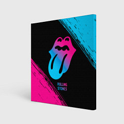 Холст квадратный Rolling Stones - neon gradient, цвет: 3D-принт