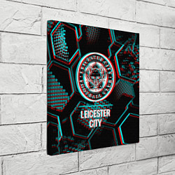 Холст квадратный Leicester City FC в стиле glitch на темном фоне, цвет: 3D-принт — фото 2