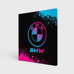 Холст квадратный BMW - neon gradient, цвет: 3D-принт